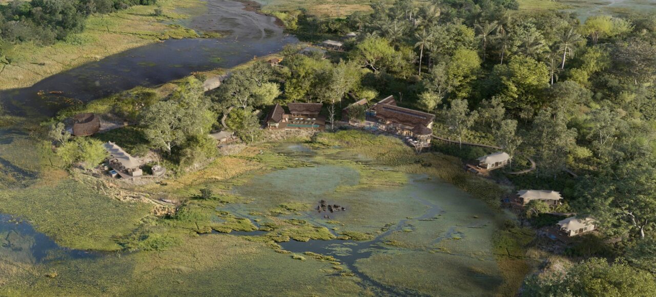 Okavango Delta Aerial Lodge View